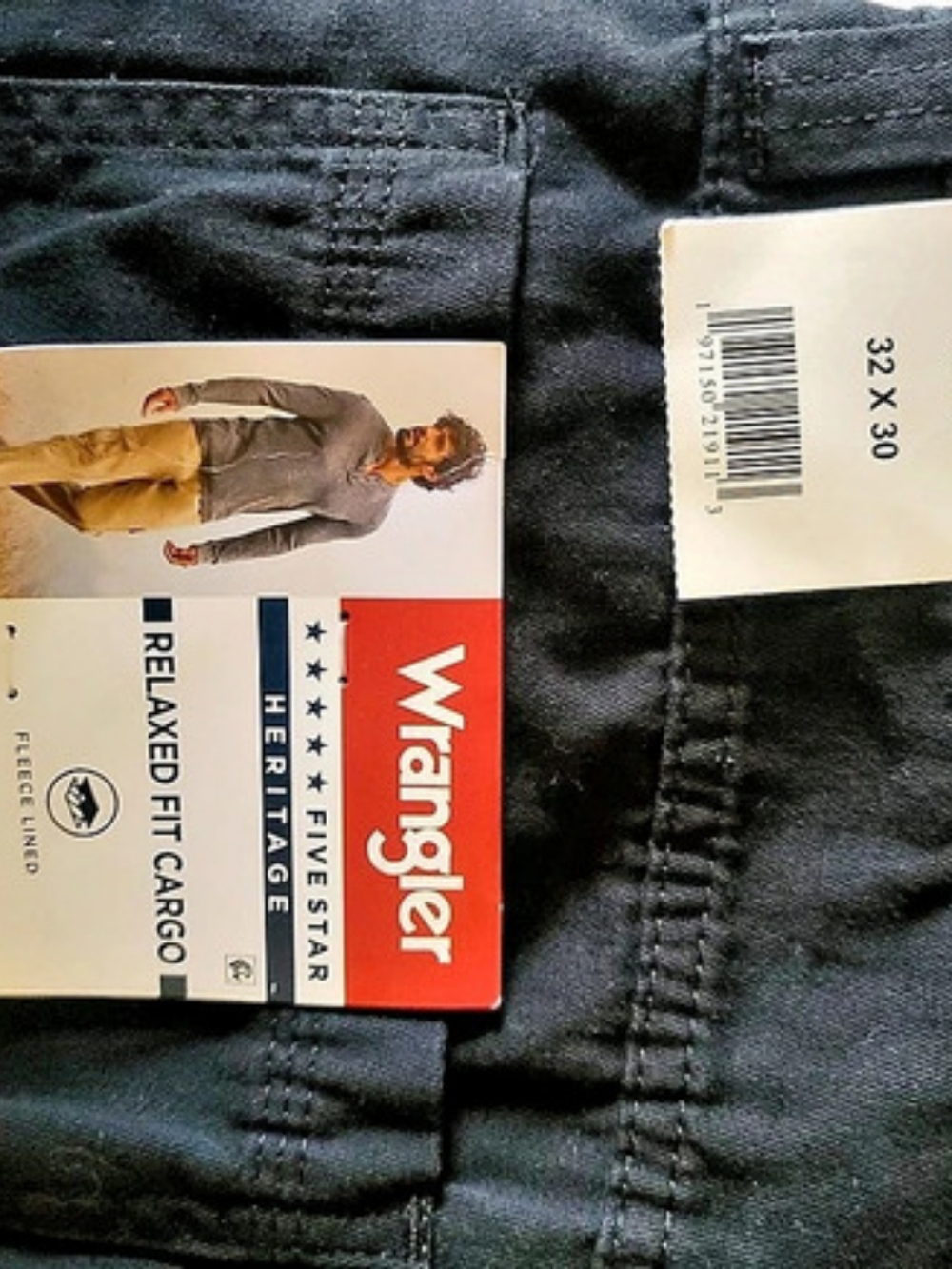 Wrangler Relaxed Fit Cargo Pants Black Waist 32 x 30 NWT